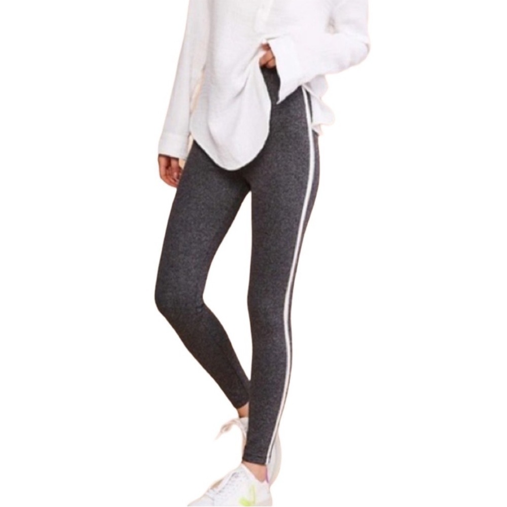 Lou & Grey Speckled Side Stripe Ponte Knit Leggings Gray White Size Small